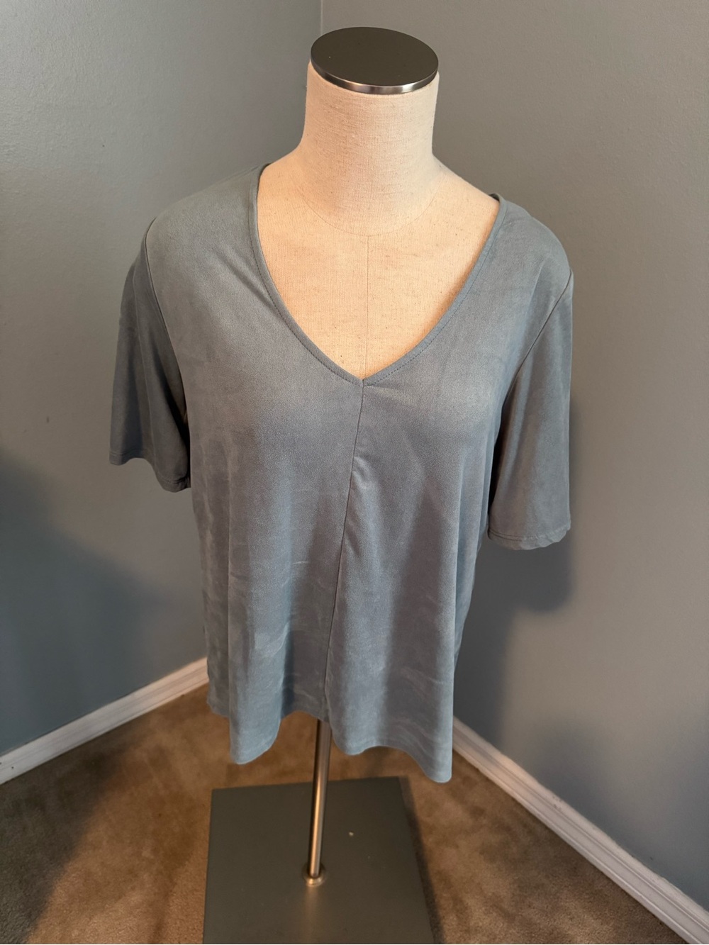 Altar'd State Sage Green V-Neck Short Sleeve Top
